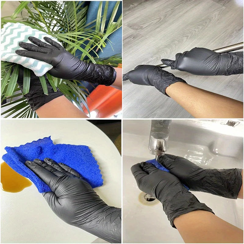 Guantes de Nitrilo Negro para Tatuadores — Sin Látex | Pack de 20, 50 y 100