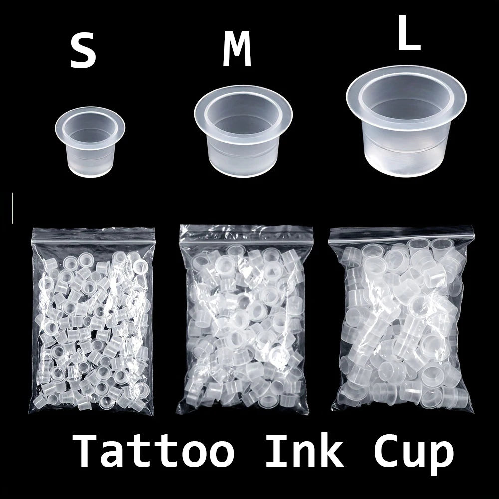Vasos de Tinta Desechables para Tatuaje — Talla S M L | Pack de 100 y 1000