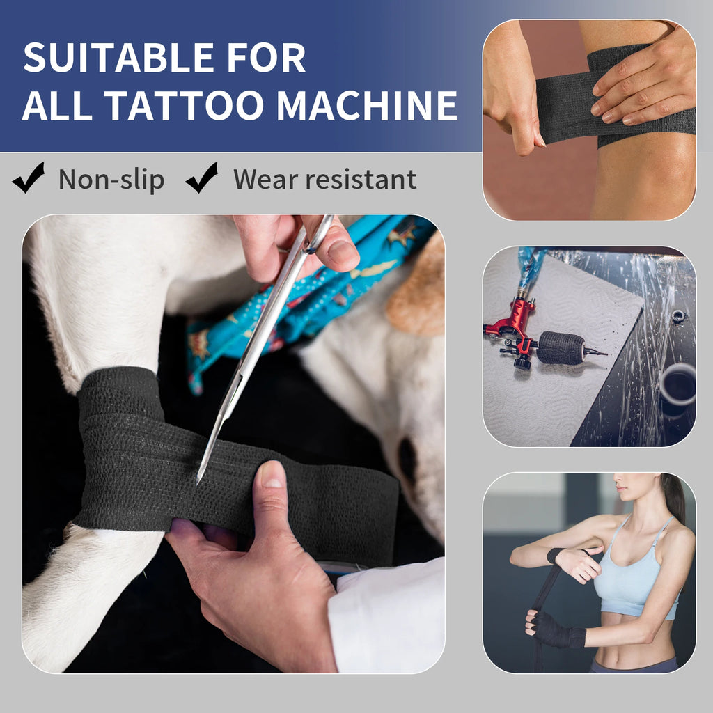 Wrap Desechable para Grip de Tatuaje — Autoadhesivo Negro | Pack de 3 a 96