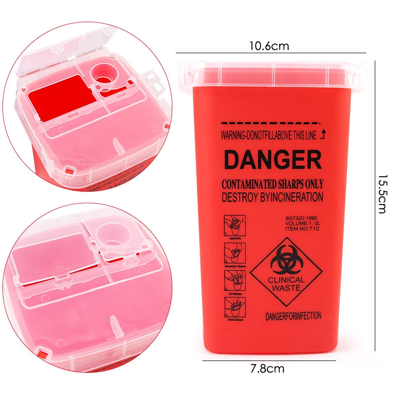 Contenedor de Residuos Cortantes Desechable 1L — Pack de 1 y 3