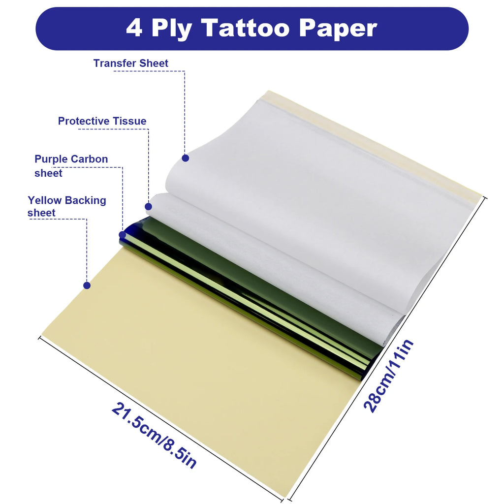 Papel de Calco para Tatuaje A4 — 4 Capas Térmico | Pack de 20, 50 y 100