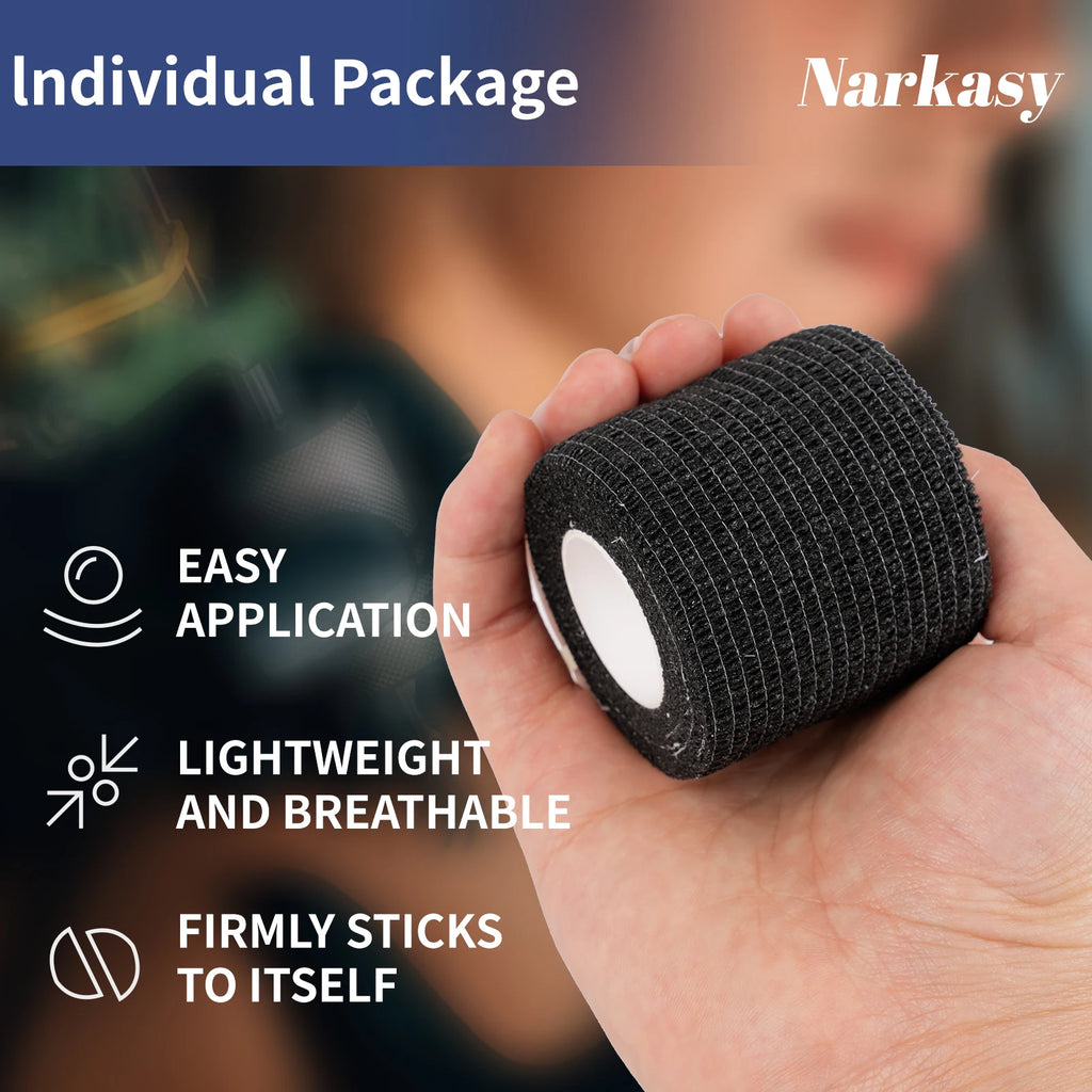 Wrap Desechable para Grip de Tatuaje — Autoadhesivo Negro | Pack de 3 a 96