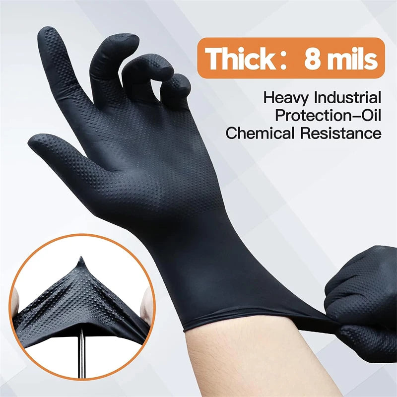 Guantes de Nitrilo 8mil para Tatuaje — Negro Textura Diamante | M L XL