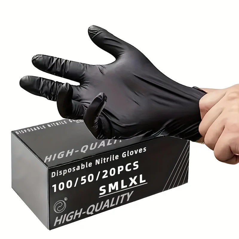 Guantes de Nitrilo Negro para Tatuadores — Sin Látex | Pack de 20, 50 y 100