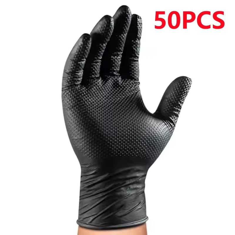 Guantes de Nitrilo 8mil para Tatuaje — Negro Textura Diamante | M L XL