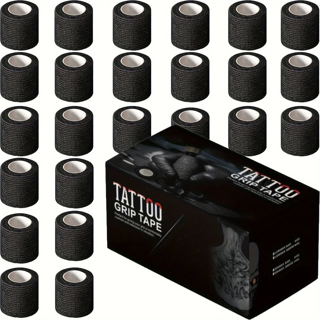 Wrap Desechable para Grip de Tatuaje — Autoadhesivo Negro | Pack de 3 a 96