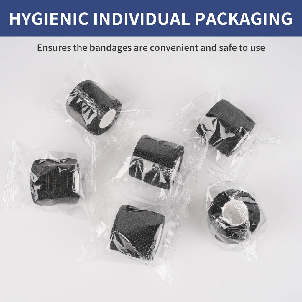 Wrap Desechable para Grip de Tatuaje — Autoadhesivo Negro | Pack de 3 a 96