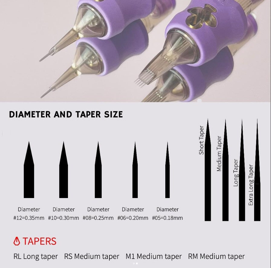 Cartuchos de Tatuaje Sweet Needles — RL RS RM M1 | Edición Trébol Morado